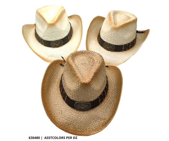 Wholesale Woven Cowboy HAT with Metal Eagle Design
