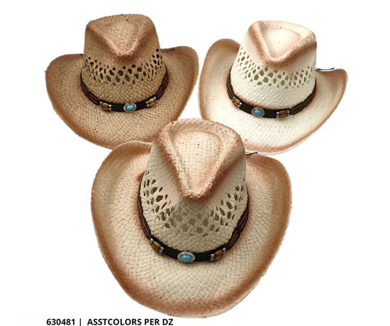 Wholesale STRAW Cowboy HAT Concho Design