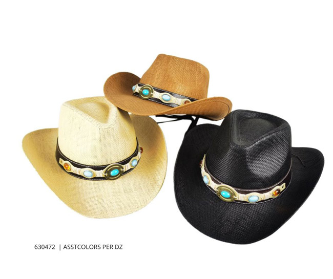 Wholesale Classic Woven cowboy HAT with Concho Design