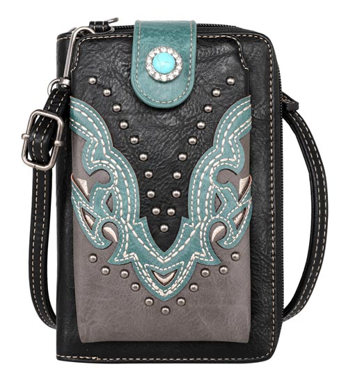 Montana West Cut-out Collection Phone WALLET/Crossbody Black