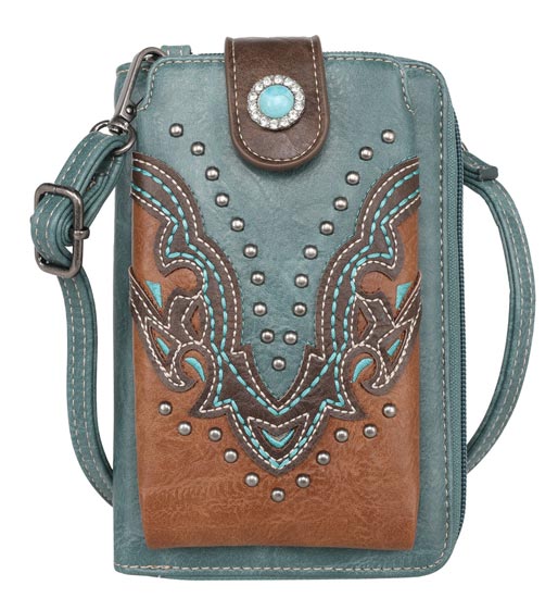 Montana West Cut-out Collection Phone WALLET/Crossbody Turquoise