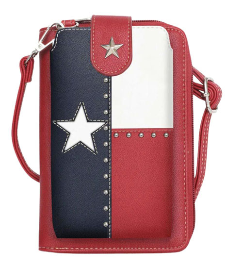 Montana West Western Texas Pride Phone Case Crossbody WALLET Red