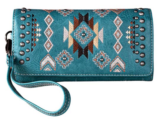 Wholesale Montana West Embroidered Collection WALLET Turquoise