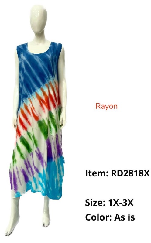 Wholesale Rayon Tie Dye Dress Plus Size