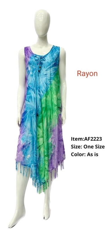 Wholesale Rayon Neon Tie Dye embroiled UMBRELLA dress