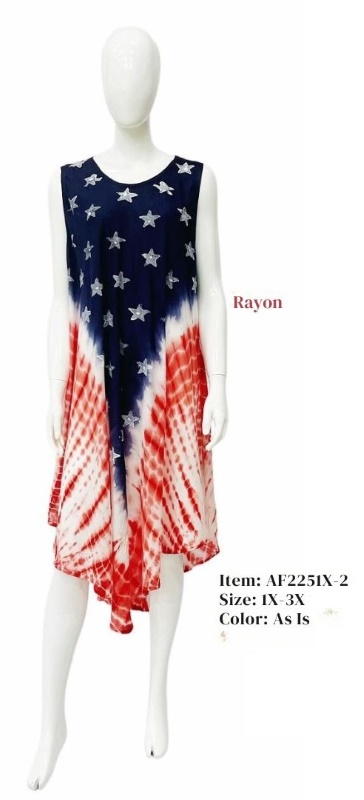 Wholesale Plus Rayon Tie Dye American Umbrella Dress