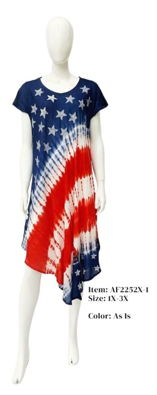 Wholesale Plus Rayon Tie Dye American UMBRELLA dress