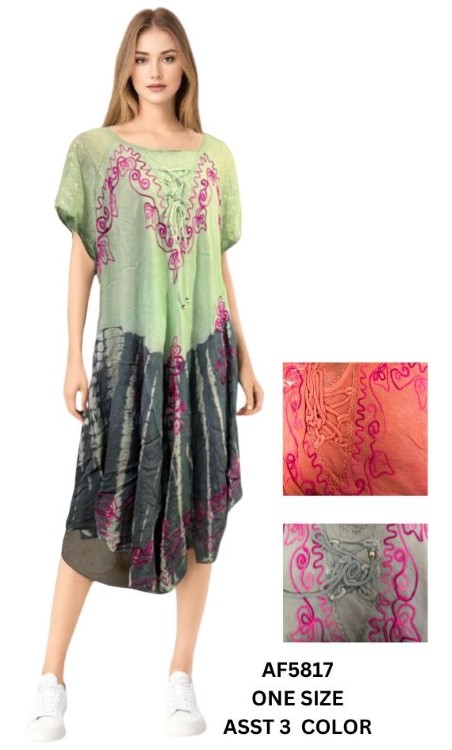 Wholesale Rayon Raglan TIE DYE and TIE String Umbrella Dress