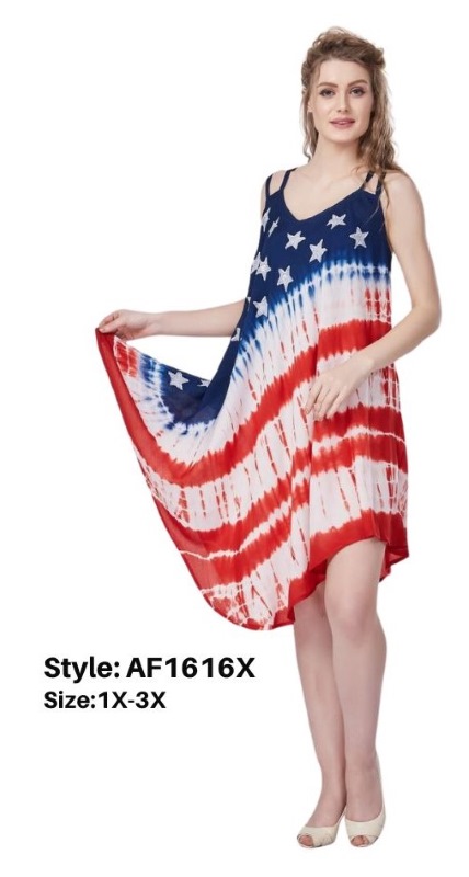 Wholesale American Flag Pattern Rayon Dress Plus Size