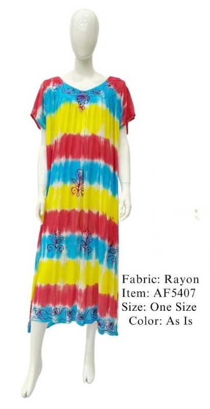 Wholesale Rayon Crape Tie Dye V Neck Long dress