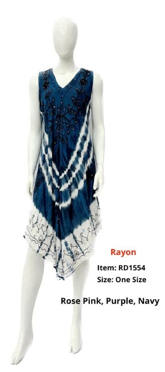 Wholesale Rayon Acid Wash Embroiled Umbrella Dress