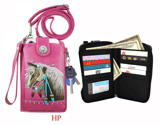 Wholesale Phone WALLET Horse Design Hot Pink
