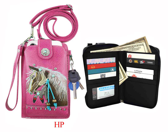 Wholesale Phone Wallet Horse Design Hot Pink