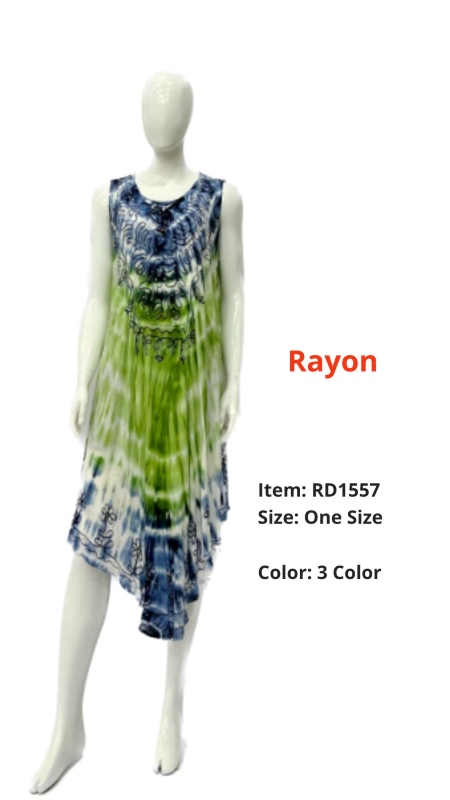 Wholesale Rayon tie Dye Embroiled Umbrella DRESS