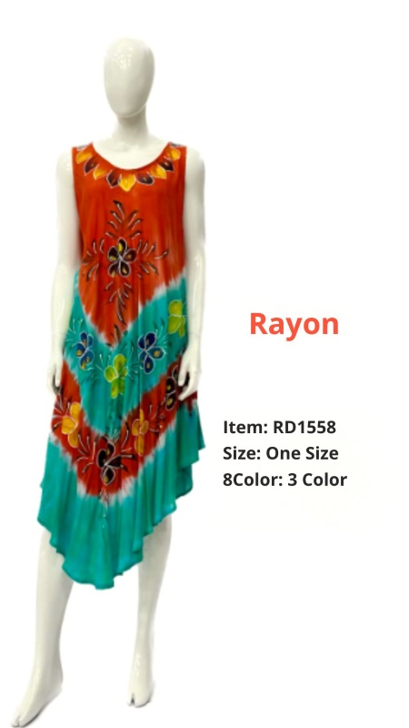 Wholesale Rayon TIE DYE Embroiled Umbrella Dress