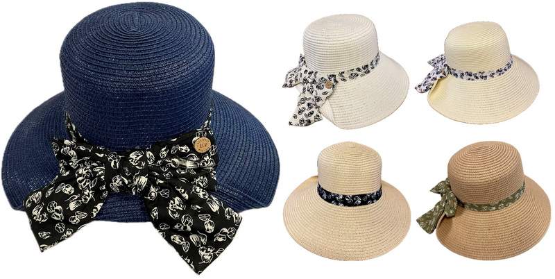 Wholesale LADY Sun Hat Bow Tie