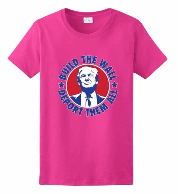 Wholesale BUILD THE WALL TRUMP Pink Color T-SHIRT