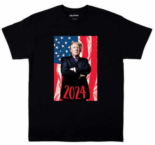 Wholesale TRUMP FLAG POSE 2024 Black Color T-shirt XXXL