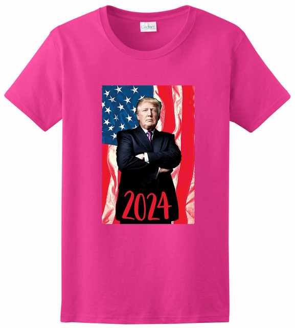 Wholesale TRUMP FLAG POSE 2024 Pink Color T-shirt