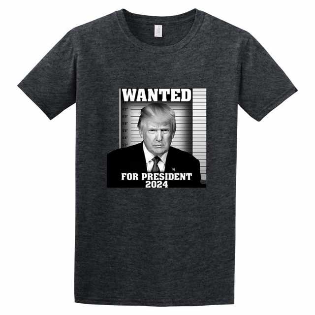 Wholesale TRUMP WANTED 2024 Dark Heather Color T-SHIRT