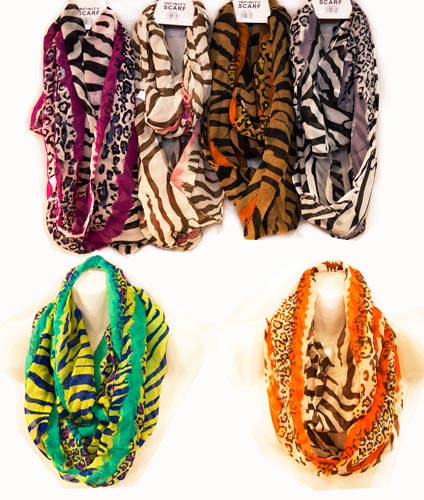 Wholesale Light Weight Infinity Scarves ANIMAL Zebra Prints