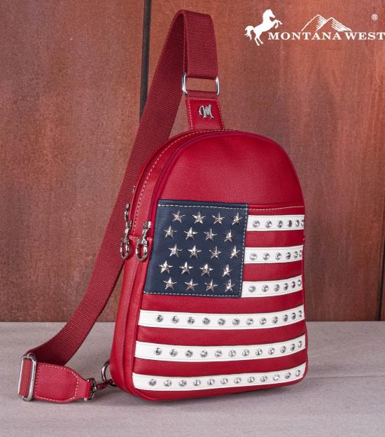 Montana West American PRIDE Crossbody Bag Red