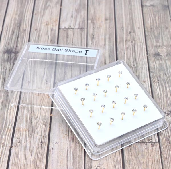 Wholesale 2mm Round Clear Cubic Zirconia Nose Pin -20 pcs