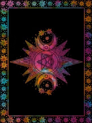 Wholesale Multi Tie Dye Pentagram Triple Moon TAPESTRY