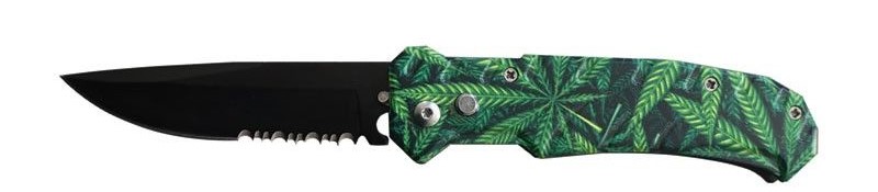 8'' Marijuana Automatic KNIFE Clip Point Serrated Switchblade