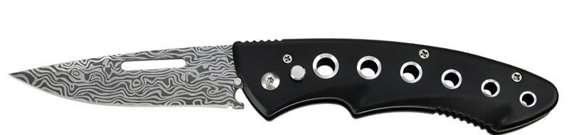 8'' Black Auto KNIFE Damascus Etch Switchblade
