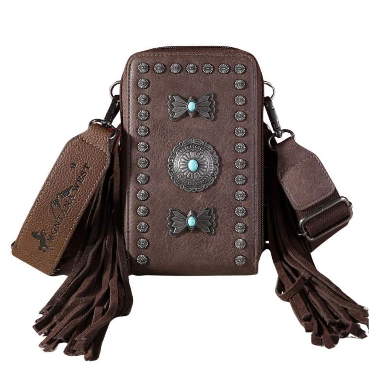 Montana West Fringe Mariposa Concho COLLECTION Phone Wallet/Cross