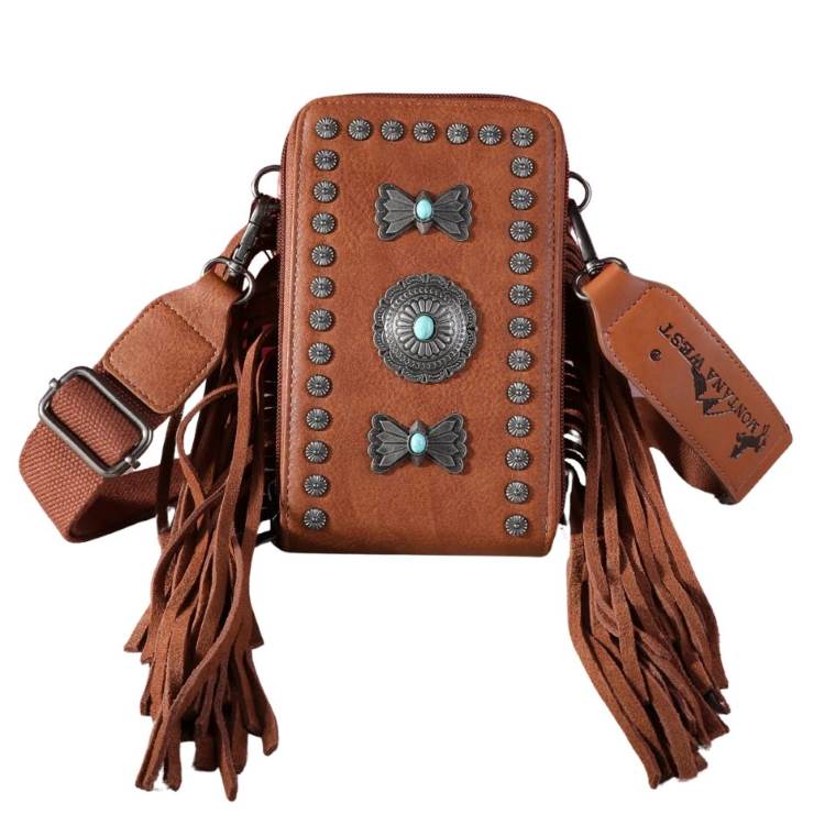 Montana West Fringe Mariposa Concho COLLECTION Phone Wallet/Cross