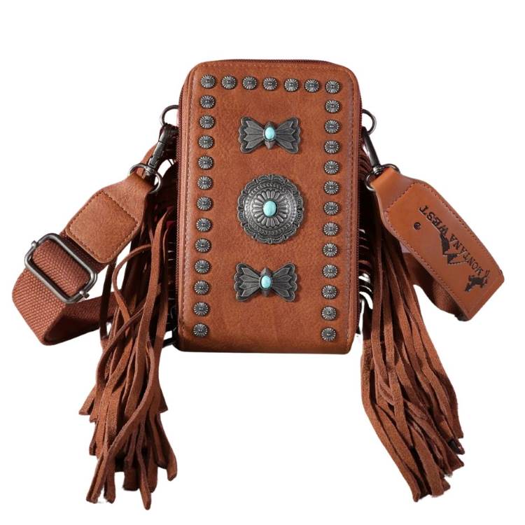 Montana West Fringe Mariposa Concho Collection Phone WALLET/Cross