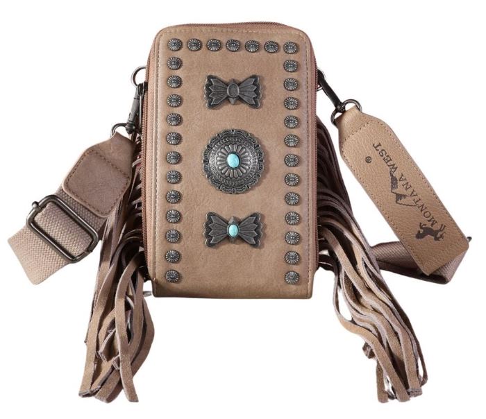 Montana West Fringe Mariposa Concho COLLECTION Phone Wallet/Cross