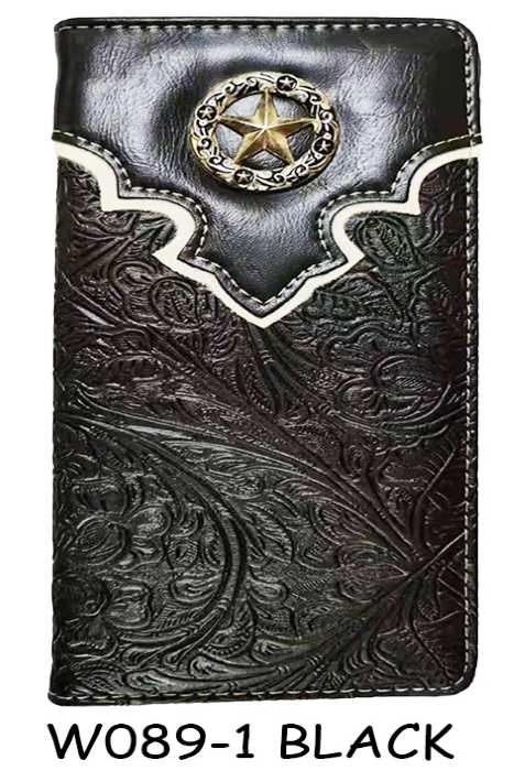 Wholesale Men Check BOOK Wallet With Horse Design Black