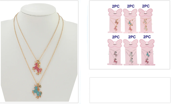 Wholesale Kid's Unicorn Design Fashion Design Necklace