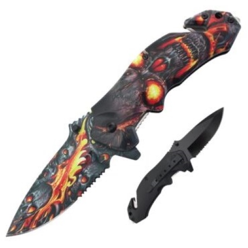 8″ UV Printed ABS Spring Assisted Folding Knife