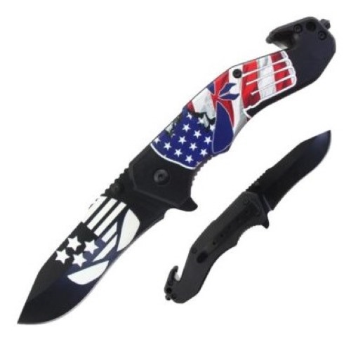 8″ UV Printed ABS Spring Assisted Folding KNIFE