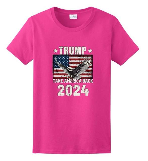 TRUMP 2024 Take America Back USA FLAG with Eagle Pink T-shirts