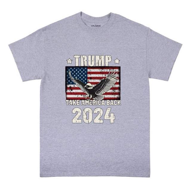 TRUMP 2024 Take America Back Sports Gray T-SHIRTs