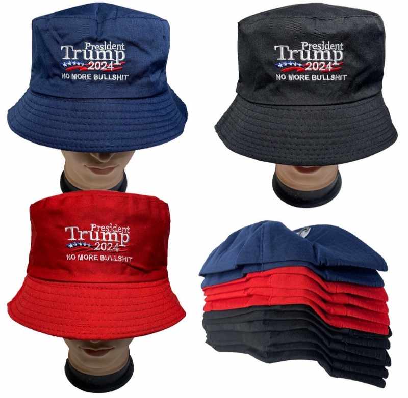 Wholesale Trump 2024 No More Bullshit Solid Color Bucket HAT