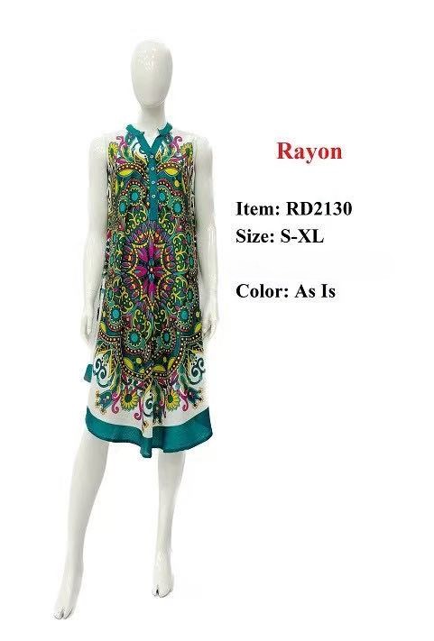Wholesale Rayon Printed Placket UMBRELLA Dress