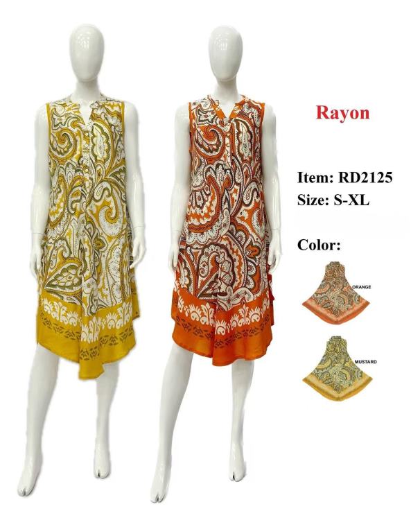 Wholesale Rayon Paisley Printed Placket UMBRELLA dress