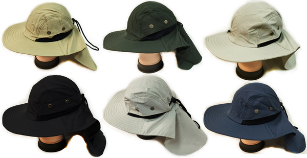 Wholesale Summer Hunting FISHING Hat with Neck Cover Assorted