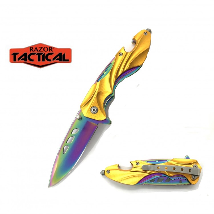 SPRING ASSIST KNIFE 4.75' ALUMINUM HDL, COLOR BLADE