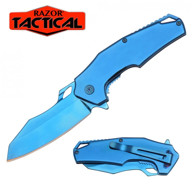 Titanium Blue Spring Assisted Knife