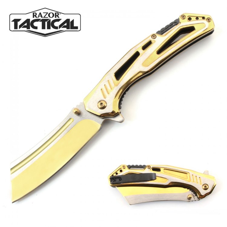 Spring Assist knife GOLD Ti Coated
