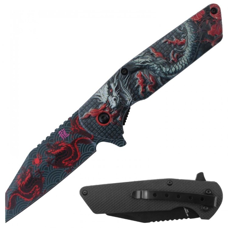 Assisted Knife 3D Print Plastic Handle 4.5'' closed Red