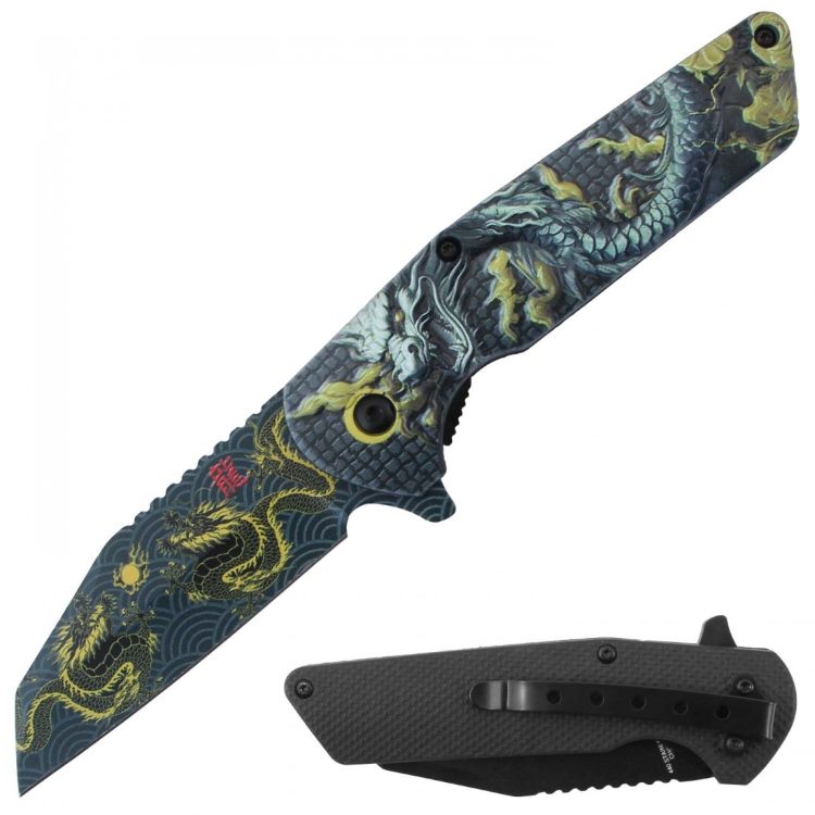 Assisted Knife 3D Print Plastic Handle 4.5'' closed Yellow