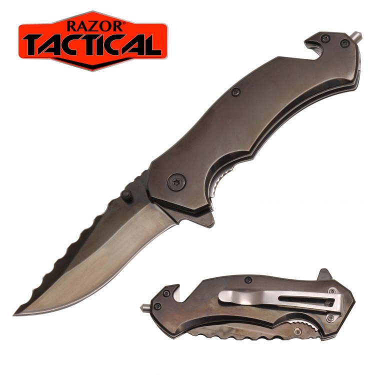 Titanium Spring Assisted Rescue Knife Black